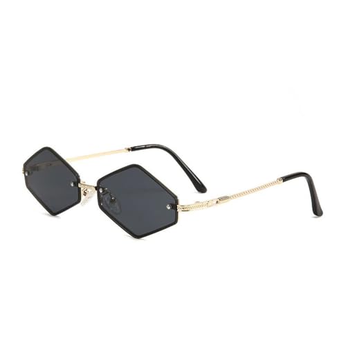 Lunettes de soleil polygonales femme monture métal tendance hip-hop homme UV400