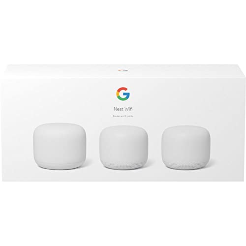 Image of Google Nest WiFi - AC2200 (2nd Generation) Router and Add On Access Point Mesh Wi-Fi System (3-Pack, Snow)