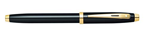 Sheaffer 100 - Refillable Fountain Pen, Fine Nib, Glossy Black Lacquer Finish, Gold Tone Trim #TOP2