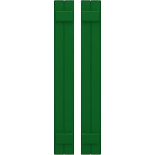 7"W x 59"H Americraft Two Board (2 Batten) Exterior Real Wood Joined Board-n-Batten Shutters (Per Pair), Viridian Green