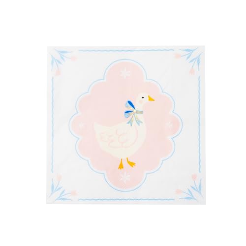 Bonjour Fête Sweet Goose Easter Paper Party Large Napkins | Premium Paper Party Supplies | Gold Foil | Easter Brunch, Spring Parties, Baby Showers, & Kids Celebrations | Pack of 20, 6.5" Folded