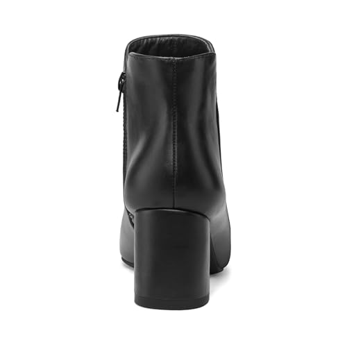 mysoft Women's Ankle Boots Chunky Block Low Heel Comfortable Pointed Toe Side V Cutout Dressy Office Booties with Zipper4