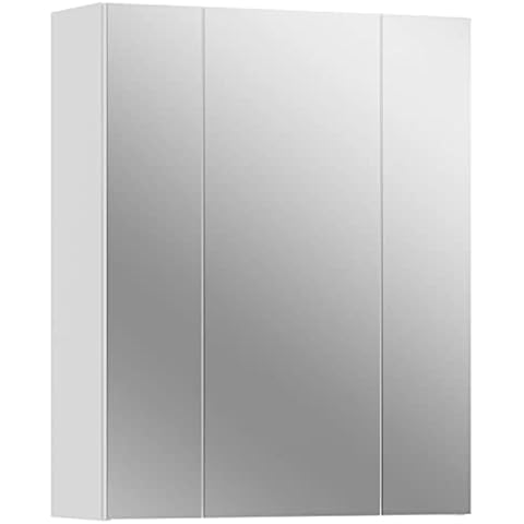 mokebo® Bad Spiegelschrank 60cm breit 'Der Wasserspiegel', Badschrank schmal o. Hängeschrank mit Spiegel & Badetimmerschrank weiß aus Holz fürs Badezimmer Cover