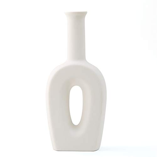 Anding White Vase Ceramics - Modern Vases -Flower vase Gifts for Friends and Family, Wedding, Desktop Center Vase, Perfect Home Decoration Vase (Large)