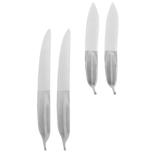 FOMIYES 4個 爪やすり 爪切りファイル ネイルドリルビット nail clippers nail polish マニ ツールファイル 爪研ぎやすり ステンレス鋼 Silver