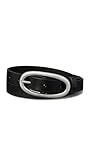 Tory Burch Women's Pierced Large Buckle Belt, Black/Silver, Small