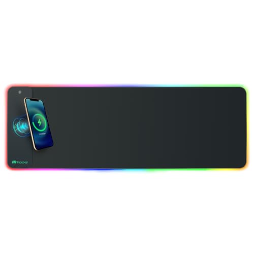 i-Rocks Extra Long RGB Gaming Mouse Pad, 10W Wireless Fast