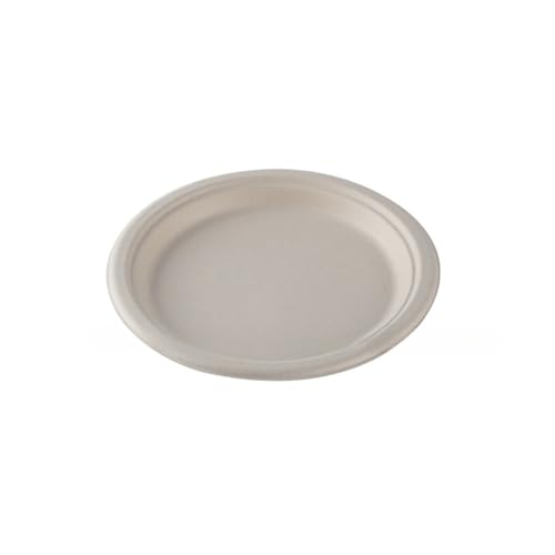 サトウキビパルプ竹パルプ使い捨て食器6/7/8/9/10インチディスク分解性堆肥家庭用(100パック) (9インチディスク原色)