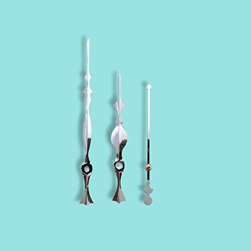 Image of Glossy Silver Metal Clock Hands Replacement Set - Modern Metallic Needles for DIY Wall Clock Making, Resin Art & Crafts (Set of 1) (Citizen Silver)