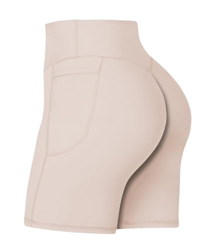 Image of Sunzel Women's No Front Seam Biker Shorts with Pockets, High Waist Tummy Control Yoga Workout Gym Bike Shorts | 3, 5 Or 8-Inch Inseam, High Waisted, No Front Seam, Side Pockets, Buttery Soft, Compression Fit, Squat Proof, Tummy Control