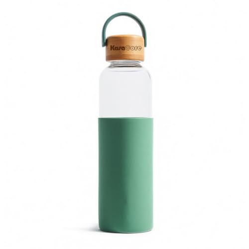 Image of Borosilicate Glass Water Bottle 500 ml | Leakproof Bamboo Lid & Silicone Sleeve | BPA Free Reusable Drinking Bottle for Office, Gym, Travel & Daily Use