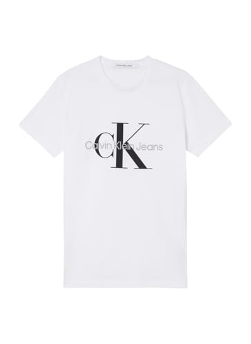 Calvin Klein Jeans T-Shirt Homme Manches Courtes Core Monologo Slim, Blanc (Bright White), M