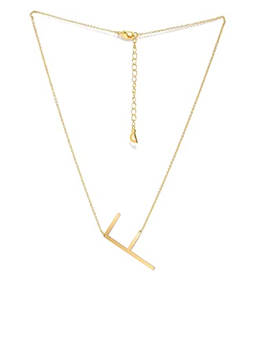 Image of Yellow Chimes Fashion Stainless Steel Gold Plated Initial Letter Pendant for Women and Girls