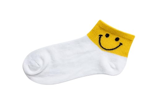 Calmera Socks 5-Pairs Women’s Multicolor Cotton Smiley Face Ankle Socks, One Size 5.5-10.54