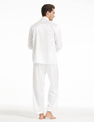 Image of LilySilk 100% Silk Pajamas for Men Soft 19MM Real Mulberry Silk Sleepwear Mens Silk Pajamas Set Lightweight Male Pjs