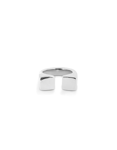 Bague en alliage de métal doré forme carrée et verre facetté gris pour femme