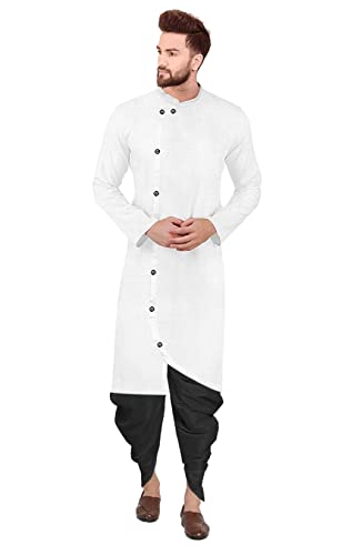 Image of Trustous Mens Cross Kurta Dhoti Set In Cotton