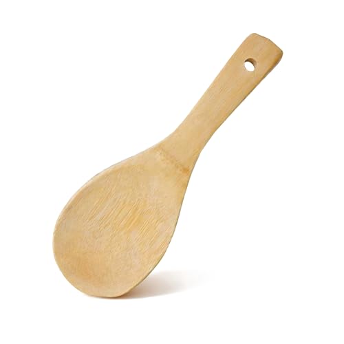 mengfanjingxiang - Bamboo Rice Paddle - 20cm Natural Wood Non-Stick Rice Scooper for Serving and Cooking