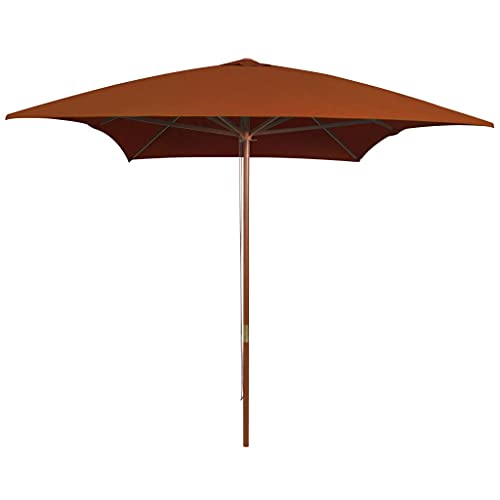 Parasol de balcon rectangulaire 200 x 300 mât bois de jardin terre cuite