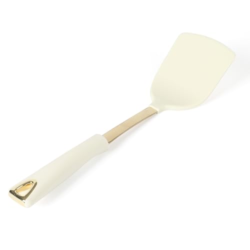 Martha Stewart Lockton 5-Piece Kitchen Tool Set – Stainless Steel & Nylon Cooking Utensils with Linen Handles and Gold Accents, Durable Heat-Resistant Kitchen Gadgets