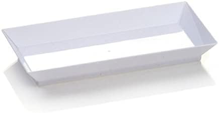 Zappy 200 ct 2.5" x 5" Elegant Petite Mini Rectangle Tray Appetizer Dessert Plates - Disposable Hard Plastic Miniature Tasting Sushi Trays Sample Dish Party Plates White