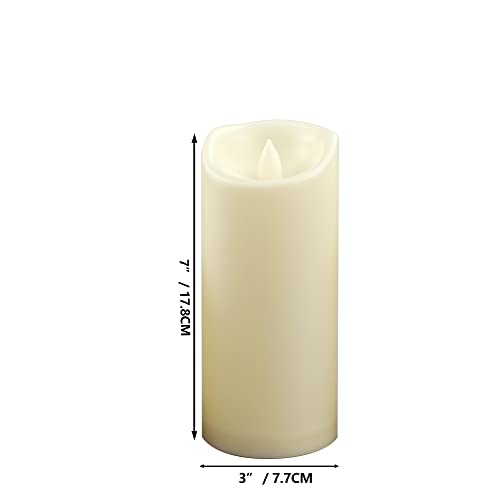 Image of CANDLE CHOICE Outdoor Battery-Operated Flameless Candles with Remote Timer Waterproof Flickering Plastic Electric LED Pillar Lights for Lantern Patio Garden Wedding Halloween Christmas 3 inchx7 inch 2 Pack