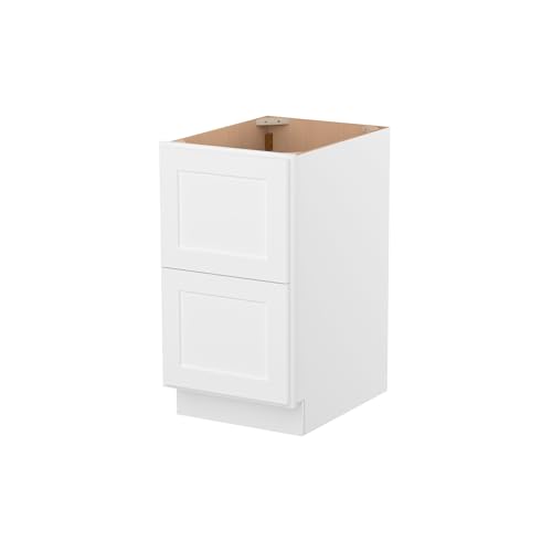 Image of Furinno Shaker Drawer Base Kitchen Cabinet with 2-Drawers, Ready to Assemble, 24 D x 18 W x 34.5 H, White