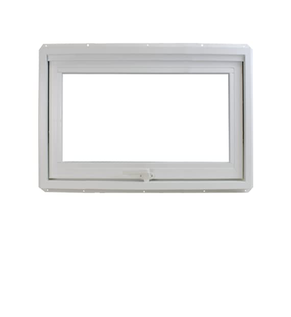 Shed Windows and More 36' x 24' Inward Opening Awning Windows Tempered Low-E Glass White Vinyl Frame...