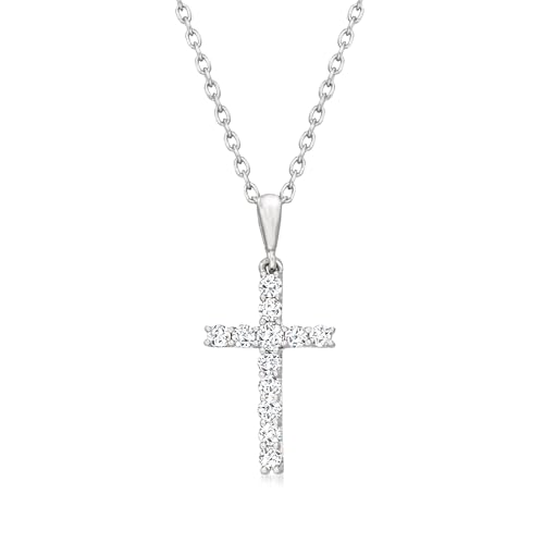 Ross-Simons 0.25 ct. t.w. Diamond Cross Pendant Necklace in Sterling Silver