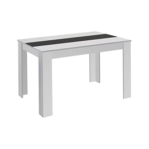 byLIVING Nori der Moderne Esstisch, komplett mit Melamin in weiß beschichtet, Wendeplatte mittig schwarz Cover
