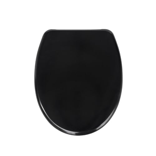 SAINOS Duroplast-Toilettensitz, O-förmiger Toilettendeckel mit Soft-Close-Mechanismus, Edelstahlscharnier, One-Touch-Schnellverschluss, leicht zu reinigen, Belastbarkeit 180 kg (UF12-B-O)