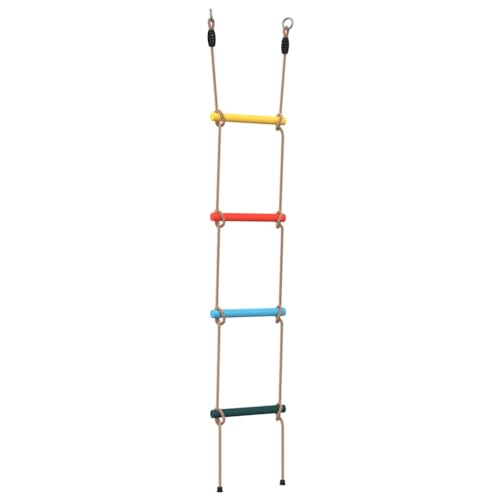 vidaXL Escalera de Cuerda para niños con 4 peldaños Multicolor, Escalera de Escalada, Columpio de Cuerda, Columpio de jardín, Escalera Colgante
