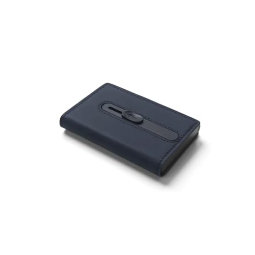 Image of OBLIK Men Premium Faux Suede Leather Essence Wallet Cardholder | Aluminium Quick Card Ejector | Upto 6 Cards and Folded Cash | Minimal Monogramming | (Navy)