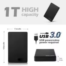 Portable External Hard Drive 1TB Storage Expansion HDD USB 3.0 USB (BLACK1TB)