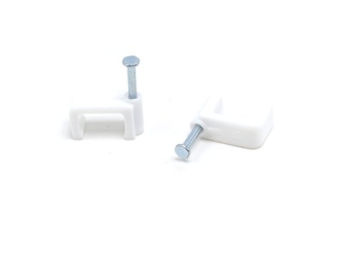 The Cimple Co - Dual, Twin, Or Siamese Coaxial Cable Clips, Cat6, Electrical Wire Cable Clip, 1/2 In Nail Clip And Fastener, White (50 Pieces Per Bag) #TOP12