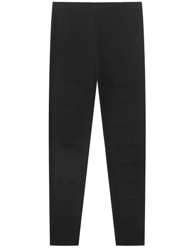 Noomelfish Girls Ripped Leggings Stretch Cutout Distressed Yoga Pants(5-12 Years)2