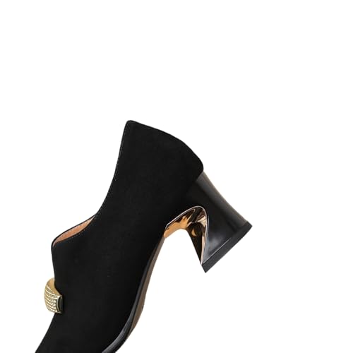 TinaCus Suede Leather Handmade Low Heels Women's Pointed Toe V-shped Pumps Shoes with Rhinestones3