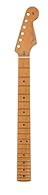 Roasted maple Stratocaster neck with walnut stripe 9.5"-radius maple fingerboard 22 narrow-tall frets; black dot inlays Satin urethane "super natural" back finish with gloss headstock Pre-slotted bone nut