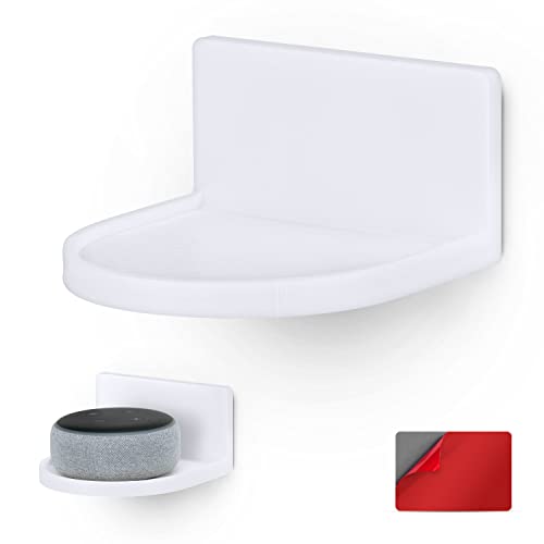 BRAINWAVZ 4.6" Round Baby Monitor Wall Mount Shelf, Adhesive & Easy to Install, Also for Cameras, Speakers, Decor, Toys, Bedroom, WiFi Routers, Kitchen, Cable Box & More, (CF125, White)