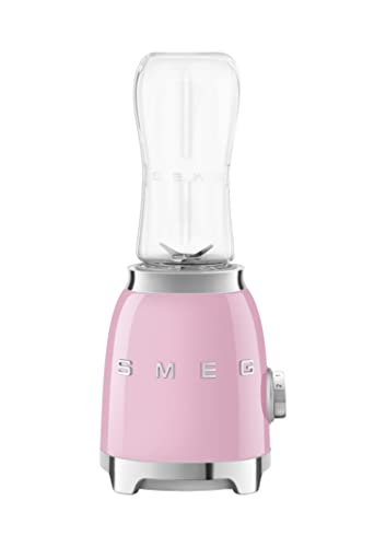 Smeg PBF01PKUK Retro 50’s Style Personal Blender, 2 x Bottles-To-Go, 2 Speed Settings, 600ml, 300W, Pink