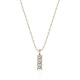 Stfery Collar de oro rosa de 9/14/18 quilates para mujer, collar con colgante de barra con moissanita redonda de 0,3 quilates de oro real, Metal, Moissanita