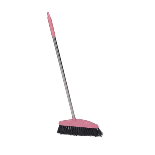 SEWOART Bathroomcleaning Plastic Stainless Steel Hair Broom Pink Stand up Broom Dustpan