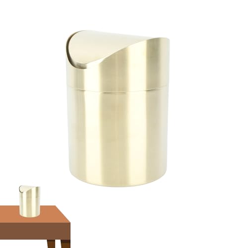 Mini caneca de basura cuadrada de acero inoxidable 304 dorada