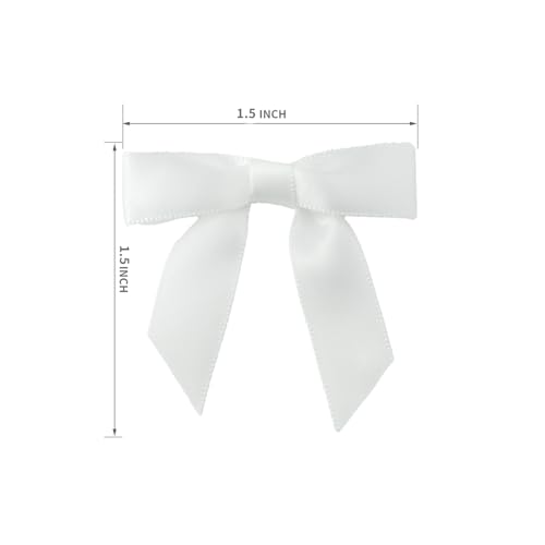Image of 50pcs Boutique 1.5 inch White Satin Ribbon Mini Bows for Craft Sewing Scrapbooking Wedding and Gift Wrapping