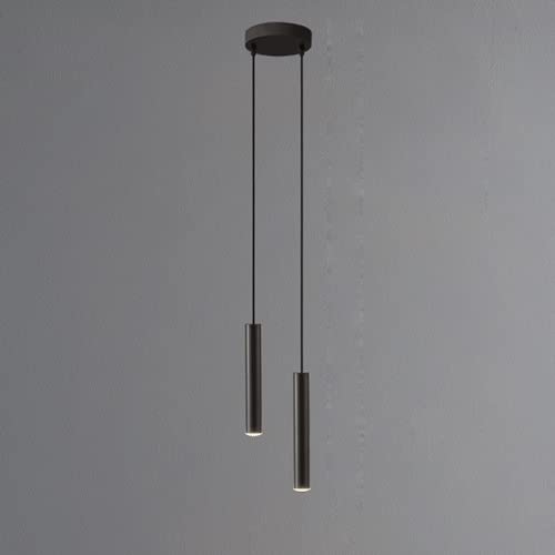KXEcoLife Lámpara Colgante de Tubo Largo Creativa de 2 Luces, lámpara Colgante de Cobre, lámparas de Techo LED de 16 W, iluminación Decorativa para mesita de Noche de Dormitorio, candelabros