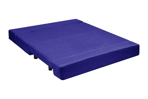 Image of 5X6-Feet Leg Sofa Cum Bed with Ottoman | Jute Fabric 3 Seater Convertible Sofa Bed | Modern Space Saving Furniture for Living Room | Purple