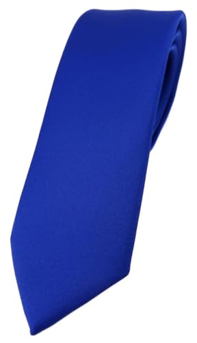 TigerTie Herren Krawatte – schmale 5,5 cm Krawatte in dunkles royalblau...