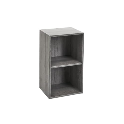 Étagère 2 étagères PB gris meuble rangement salon bibliothèque basse - 2