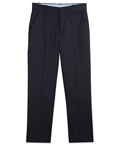Tommy Hilfiger Boys' Big Flat-Front Dress Pant, Straight Leg Fit, Zip Fly & Belt Loops, Side & Back Pockets, Masters Navy, 12