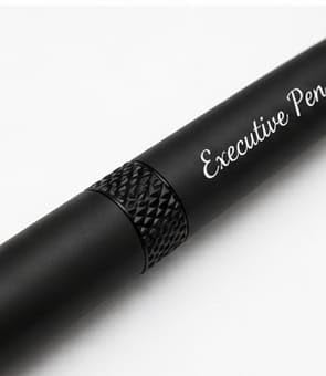 Image of Executive Ballpoint Pen, Matte Black, Metal Body, Magnetic Cap Closure, Smooth Ink Flow, Engraved Detailing.